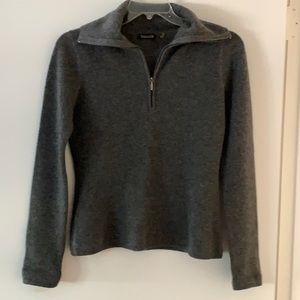 Grey Cashmere Zip sweater with shawl collar